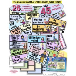 Classroom Rules Sign! 26 Big Cards! 2 SIZE OPTIONS With COLORFUL ILLUSTRATIONS!